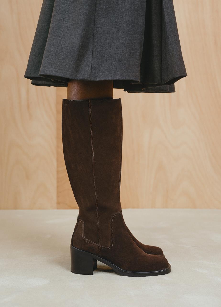 Meryl tall boots Dark Brown suede