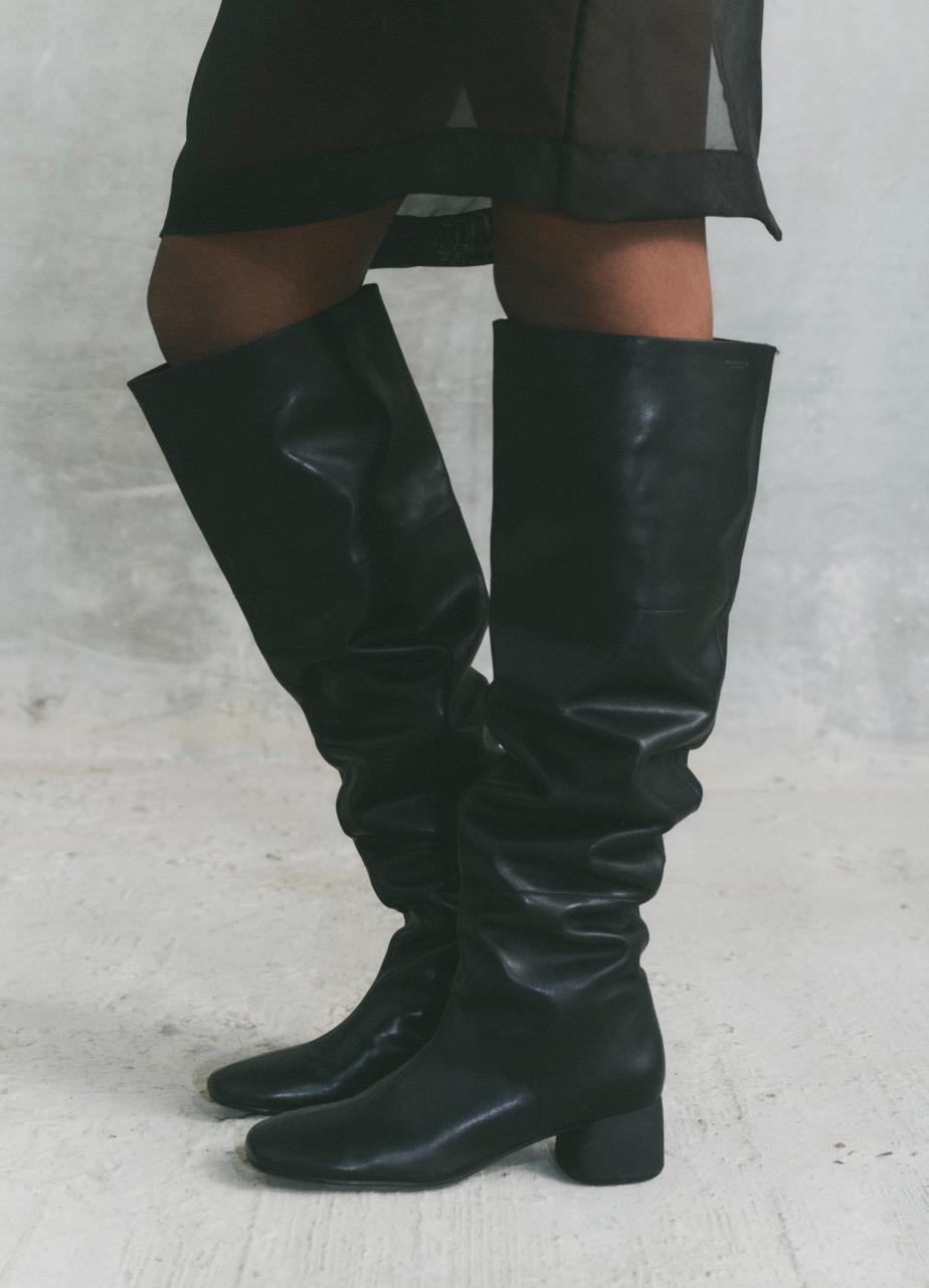 Livia visoki škornji ČRNA USNJE