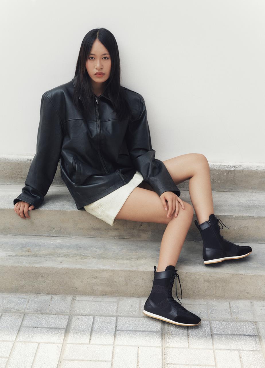 Yasmin vysoké boty Černá kůže/komb