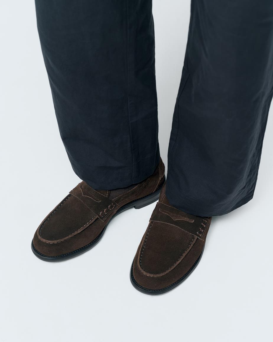 Steven giày loafers Nâu Đậm, Da Lộn