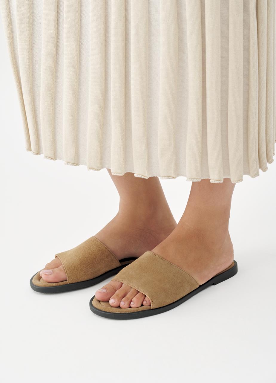 Zaida sandalen Beige, Veloursleder