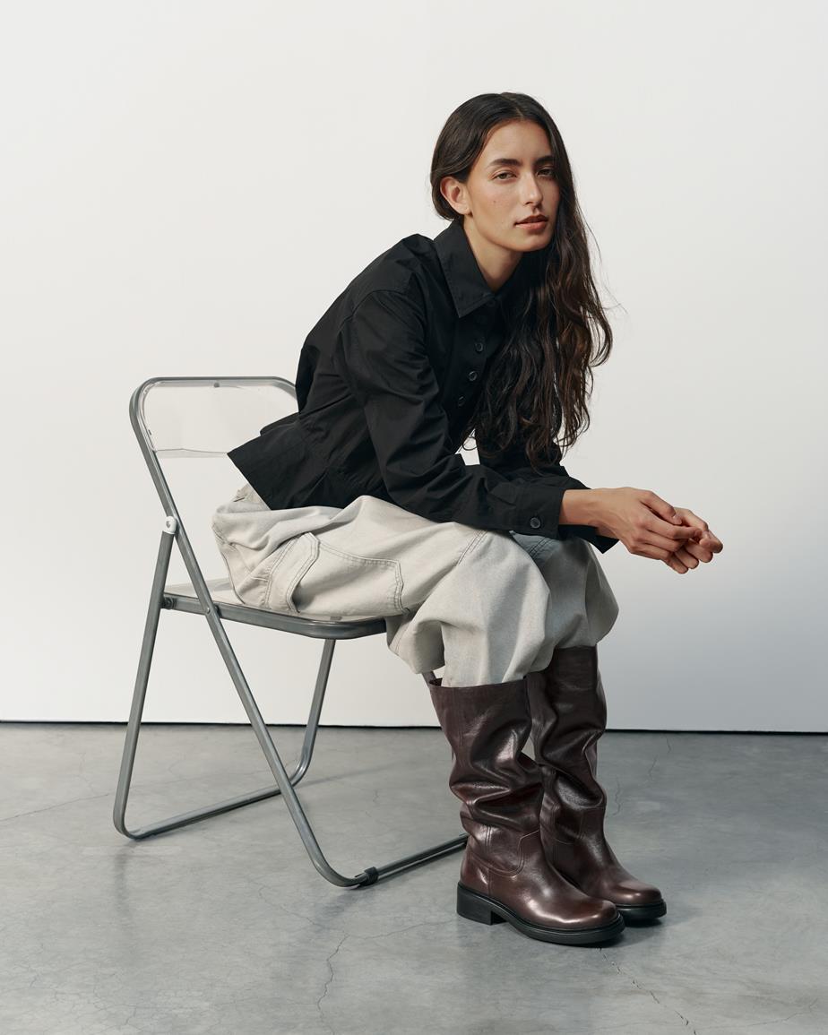 Karlie bottes hautes Marron Foncé, Cuir