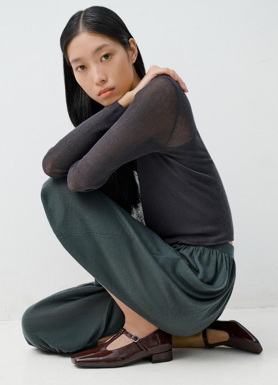 Debbi pumps Mørkebrun, Lakkskinn