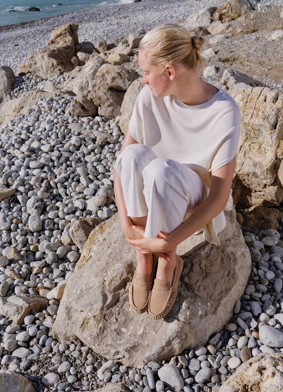 Aleya loafersy Bezowy, Zamsz