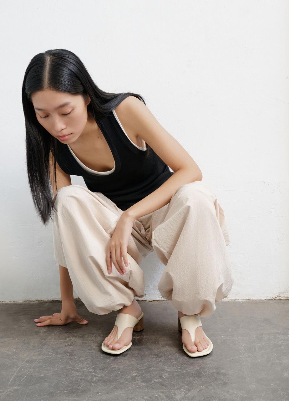 Evie heeled sandals Beige, Leather