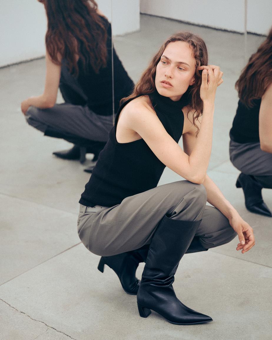 Ilona botas Preto, Couro