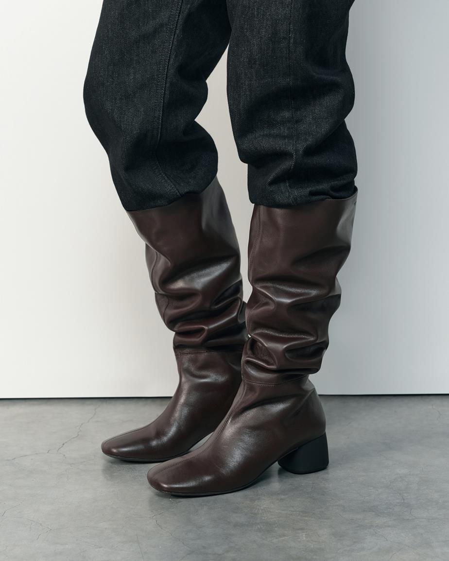 Livia bottes hautes Marron Foncé, Cuir