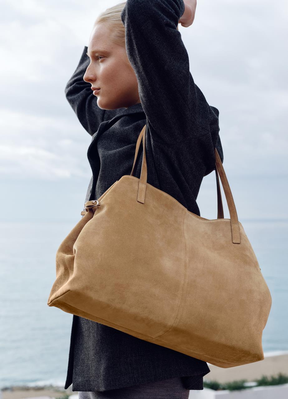 Cannes väska Beige, Mocka