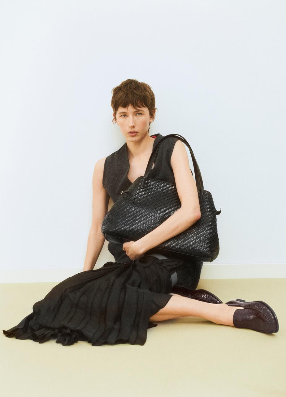 Cannes bag Black, Braided Leather