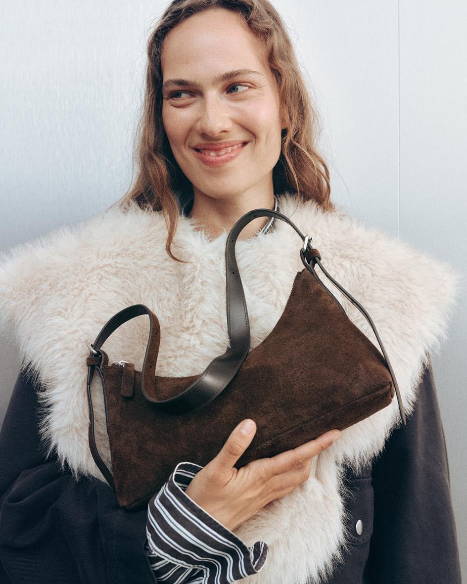 Bari mini bag Dark Brown, Suede