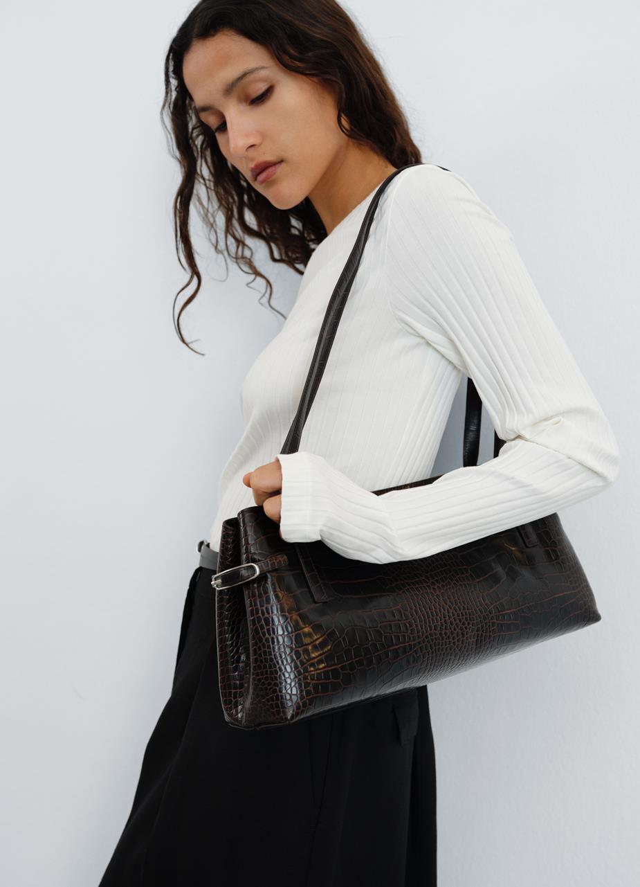 Cannes mini taske Brun, Præget Læder