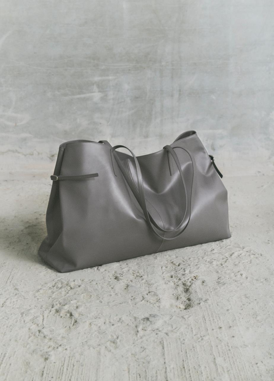 Cannes maxi tasche Hellgrau, Leder