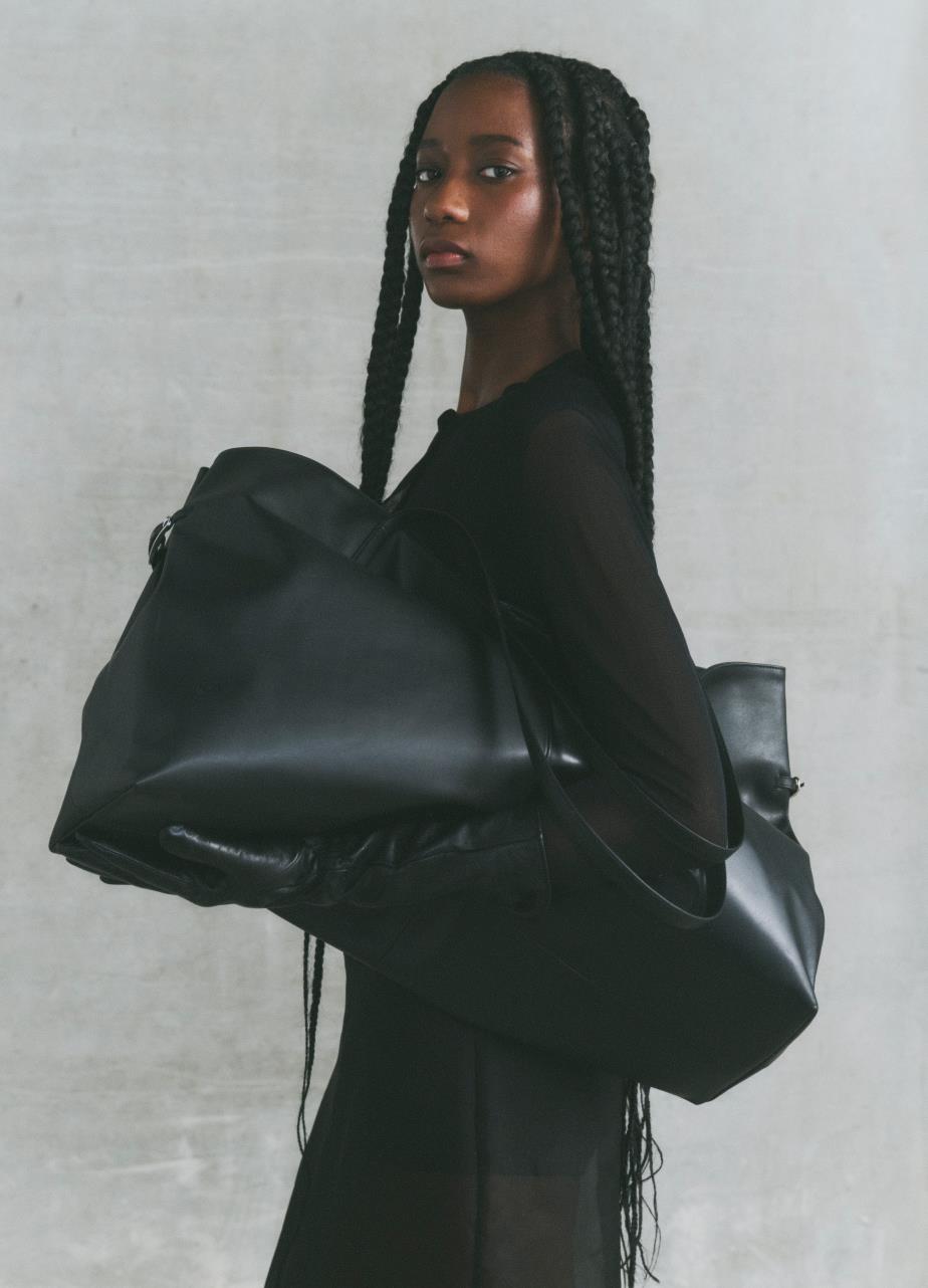 Cannes maxi tasche Schwarz, Leder