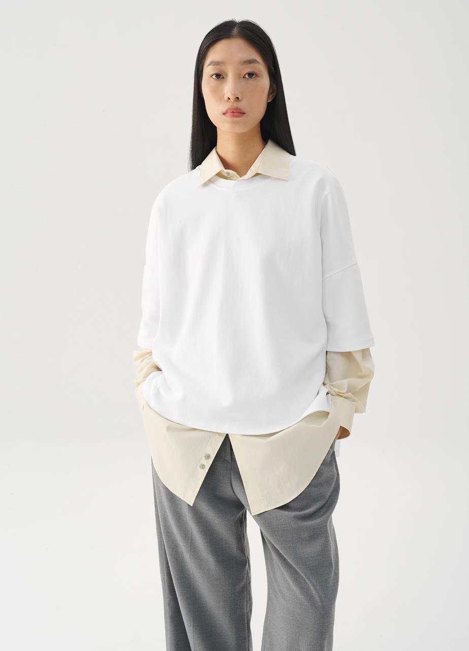 Boxy t-shirt w White textile