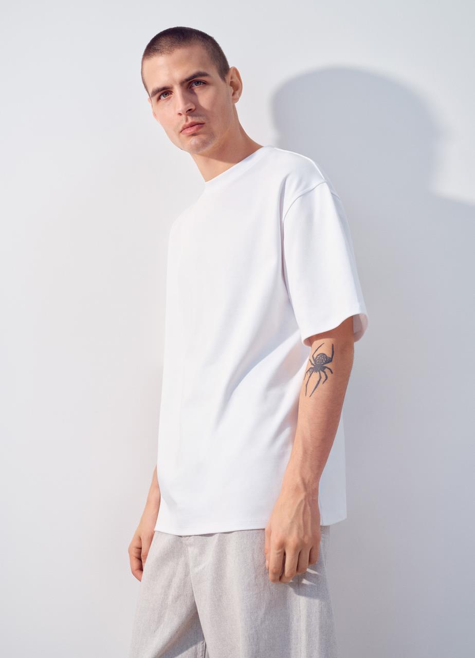 Boxy t-shirt m White textile