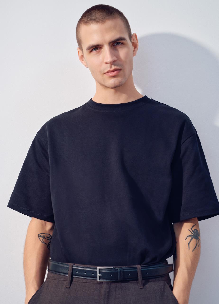 Boxy t-shirt m Nero tessuto