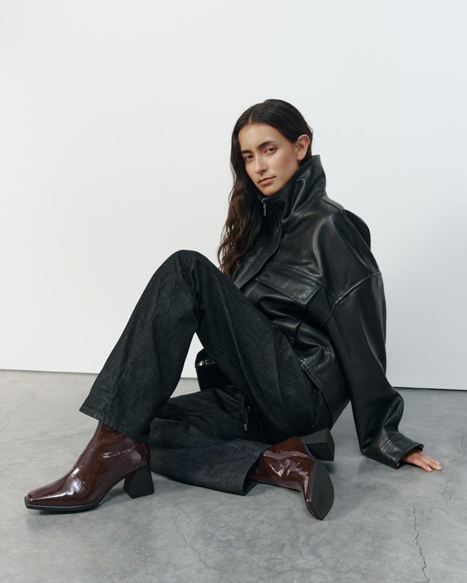 Hedda ankle boots Dark Brown, Patent Leather