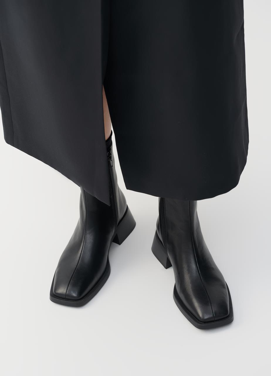 Blanca botas Negro cuero