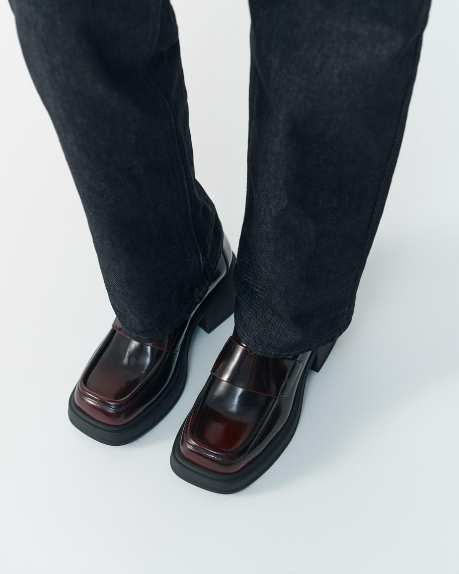 Dorah loafers Tmavočervená, Leštená Koža