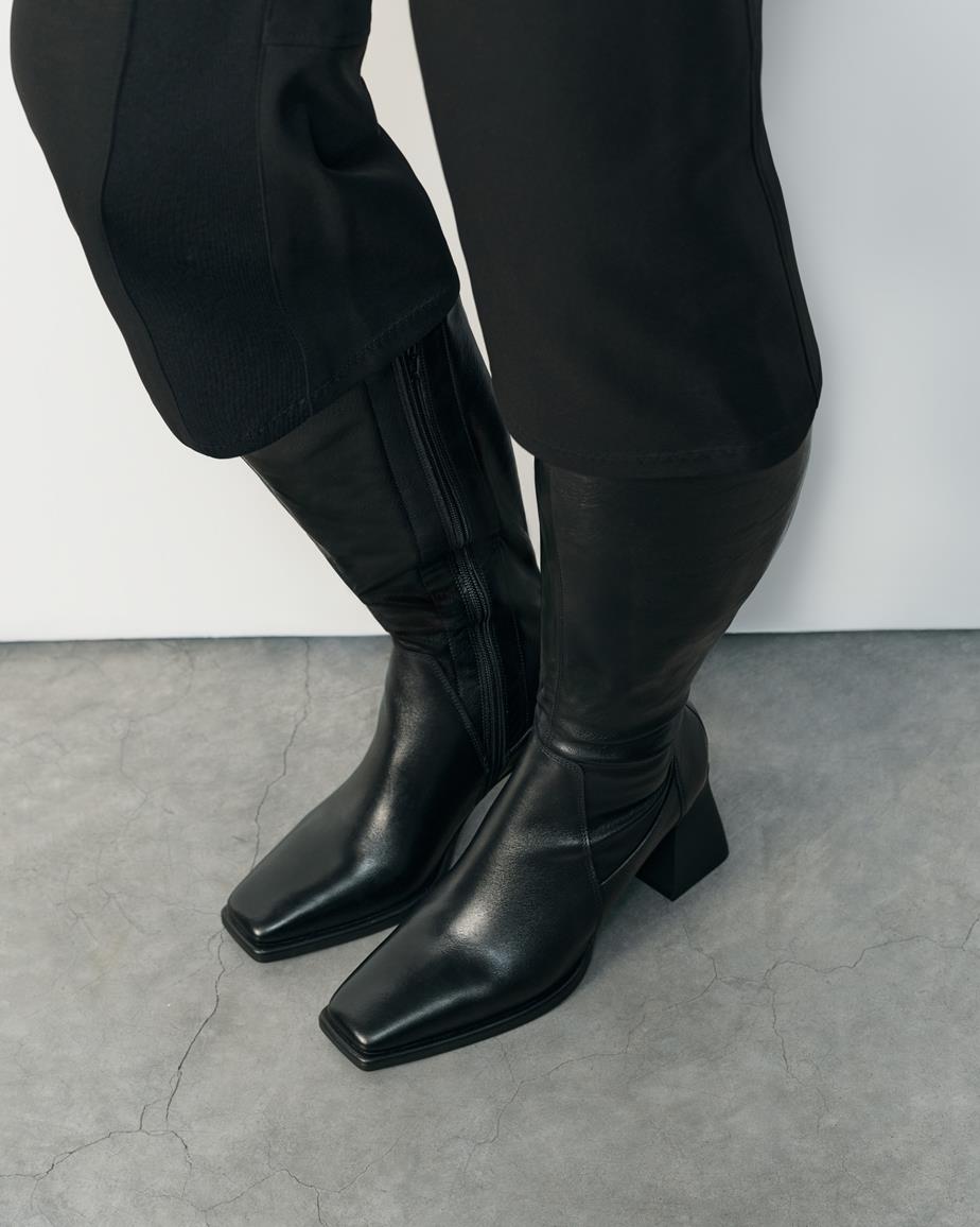 Hedda tall boots Black, Leather/Comb