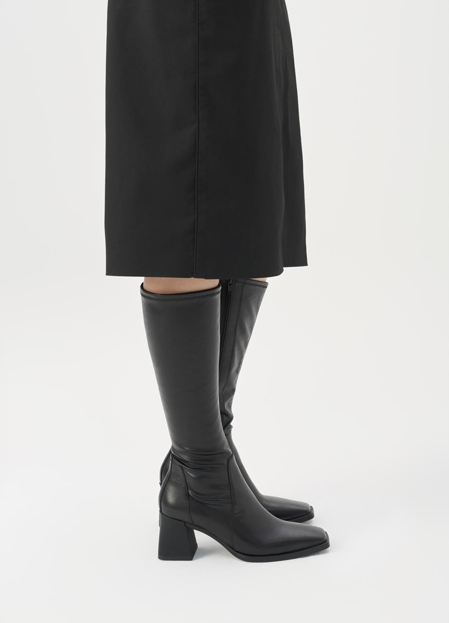Hedda tall boots Black leather/comb
