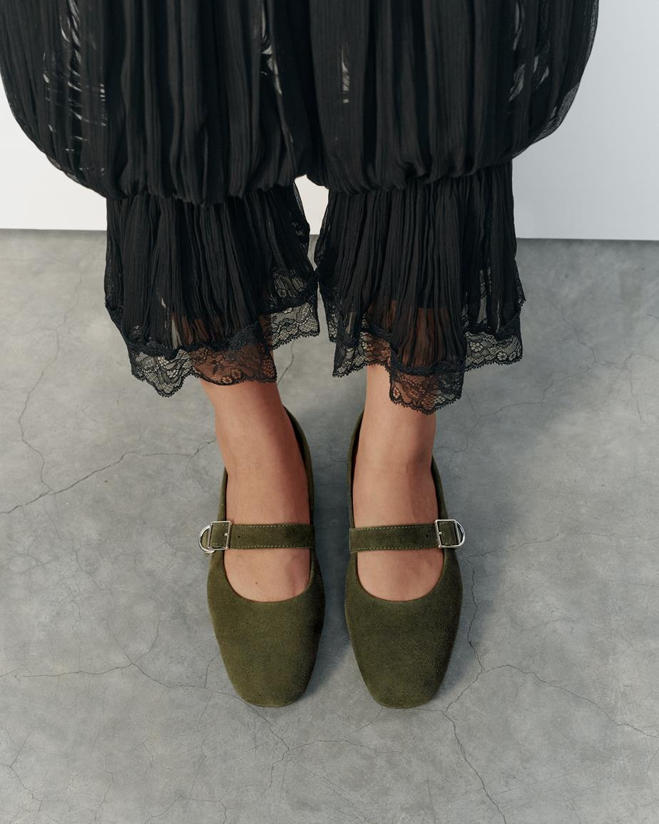 Jolin ballet flats Dark Green, Suede