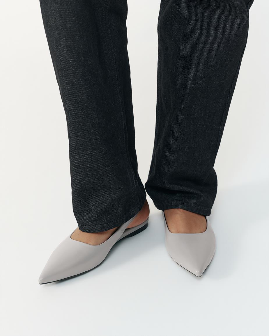 Hermine ballerine Grigio, Pelle