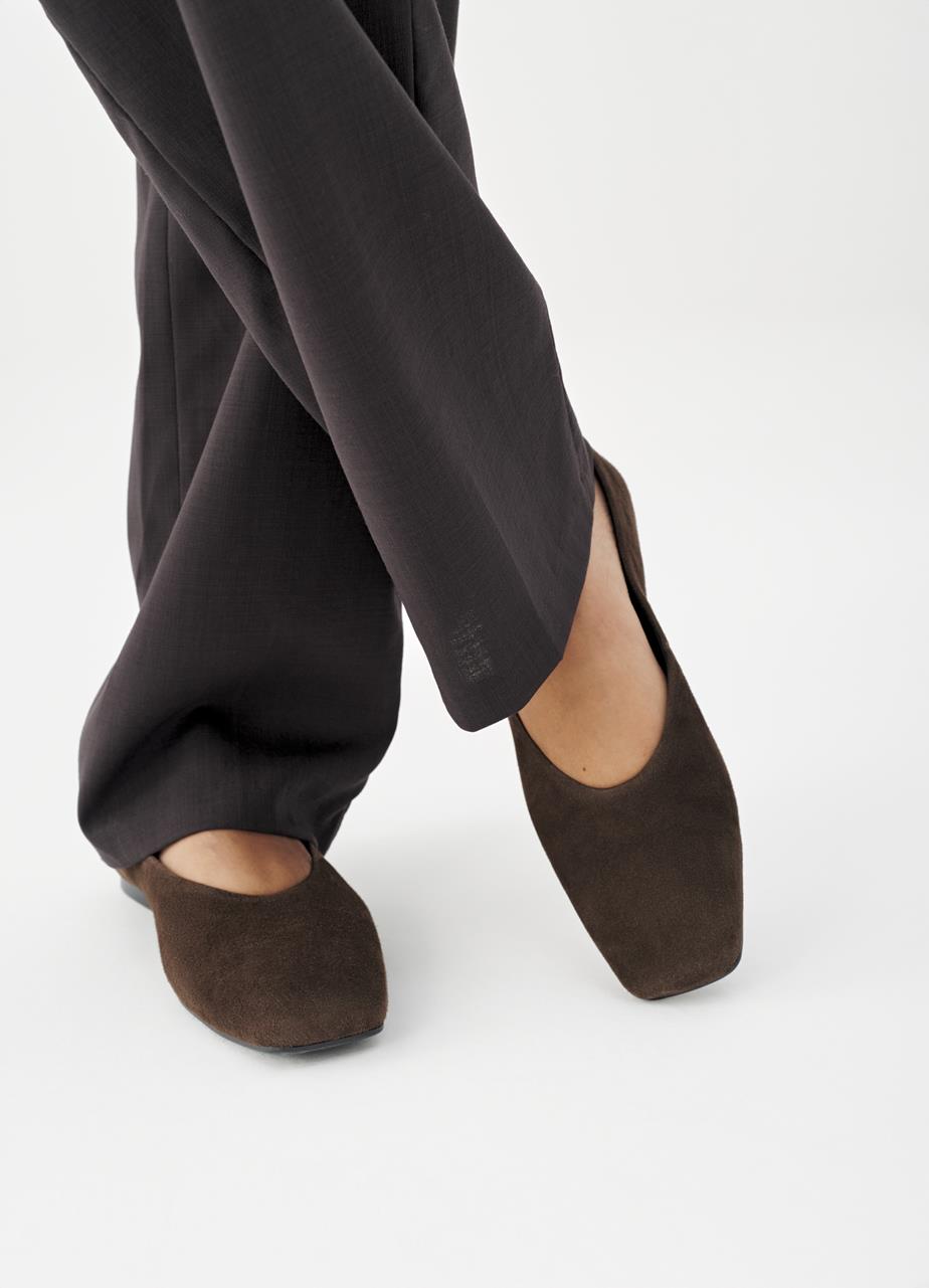 Delia ballet flats Dark Brown, Suede