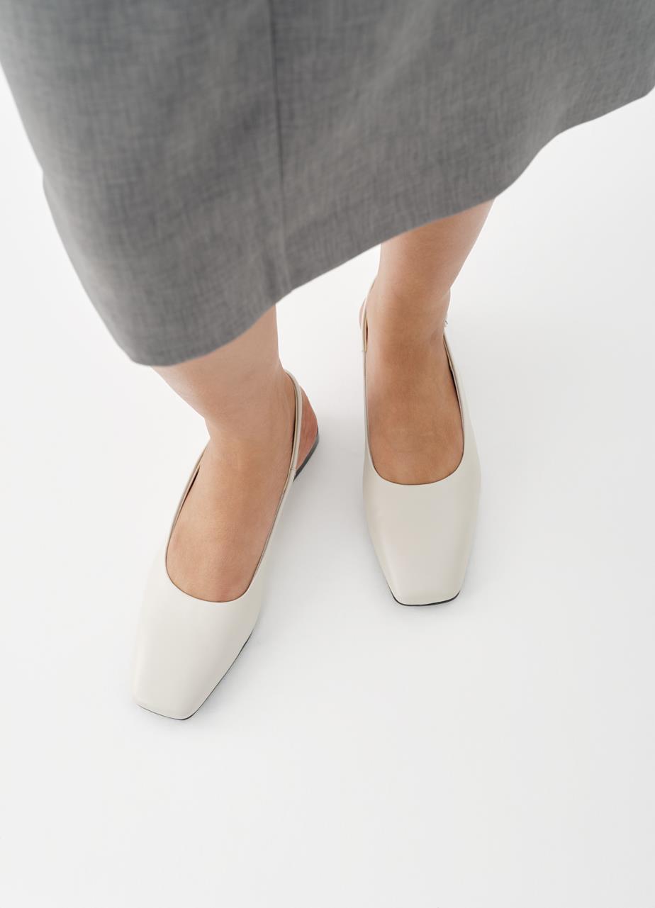 Delia ballerinaskor Off-White, Skinn