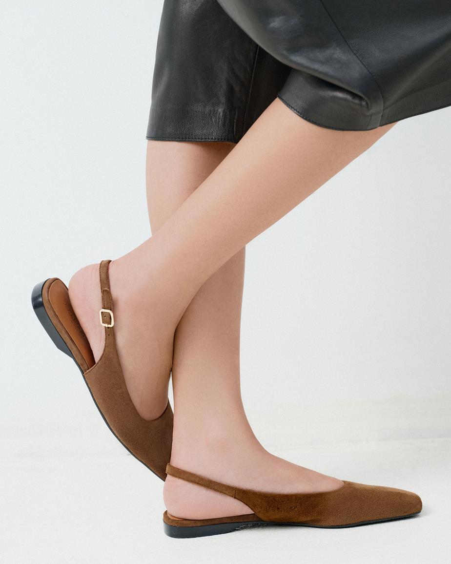 Delia ballerinas Braunes, Veloursleder