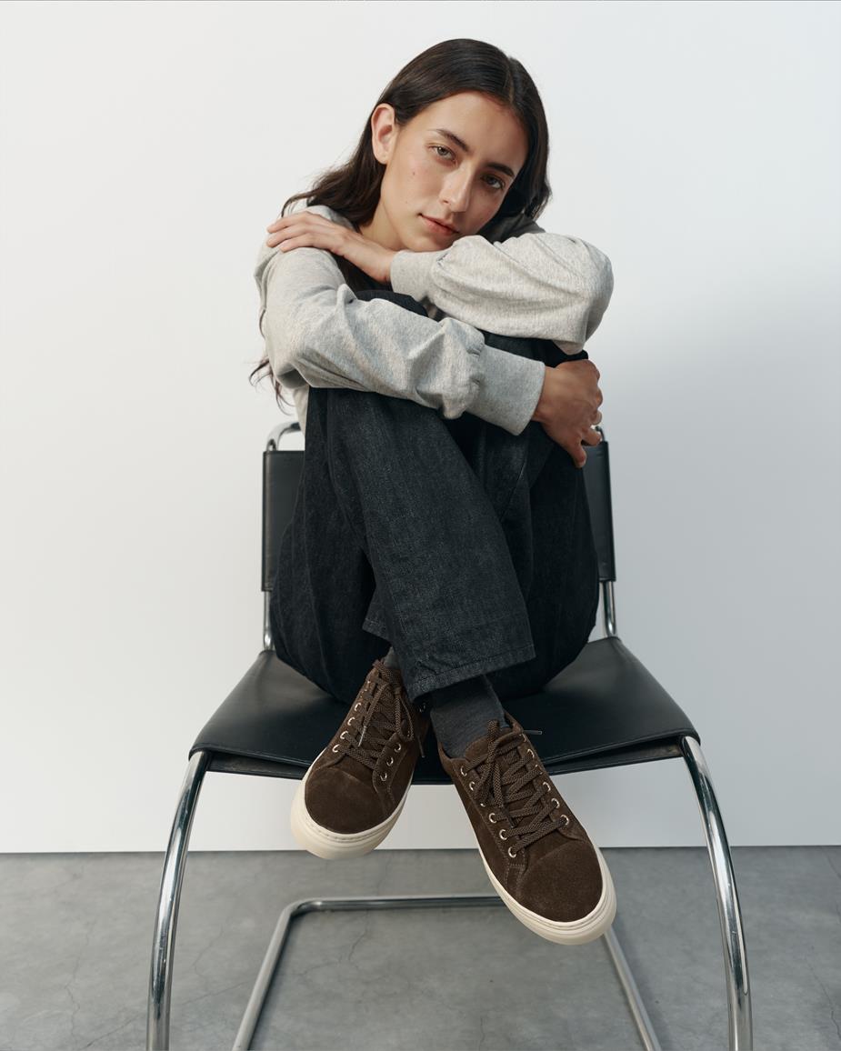 Zoe platform sneakers Dark Brown, Suede