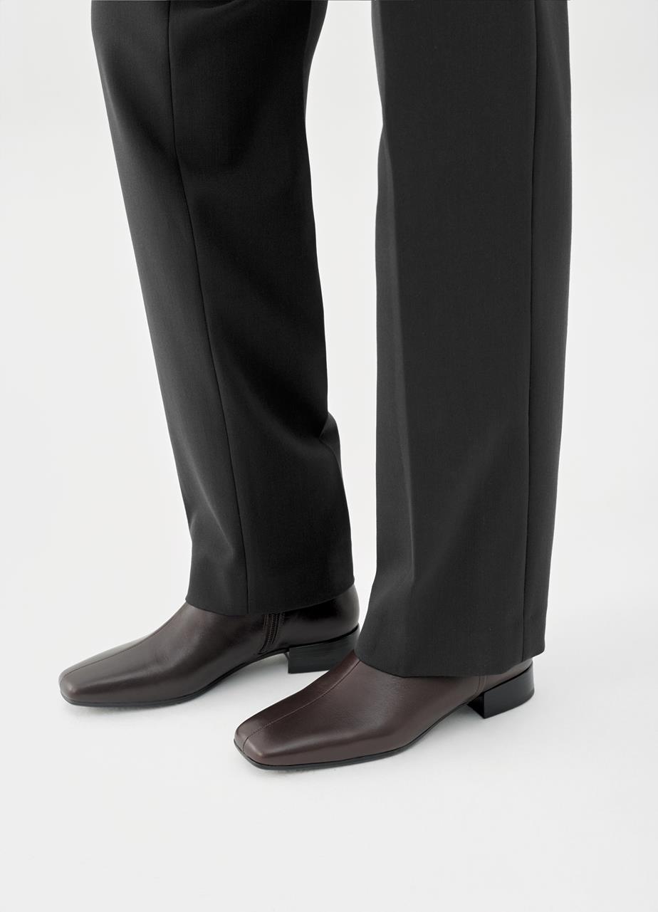 Mona botki Brazowy skóra