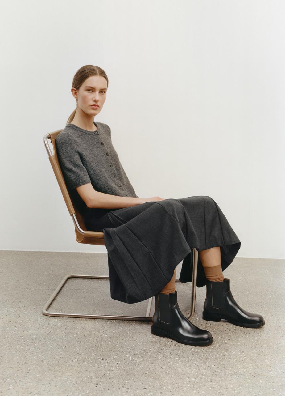 Freya stivali Nero pelle/bordi a contrasto