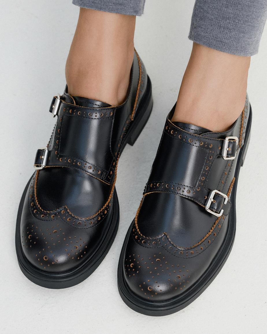 Freya schuhe Schwarz, Leather/Contrast Edges