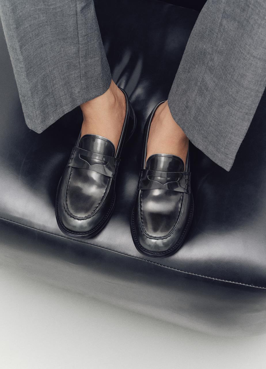 Linn loafers DARK GREY POLISHED LEATHER