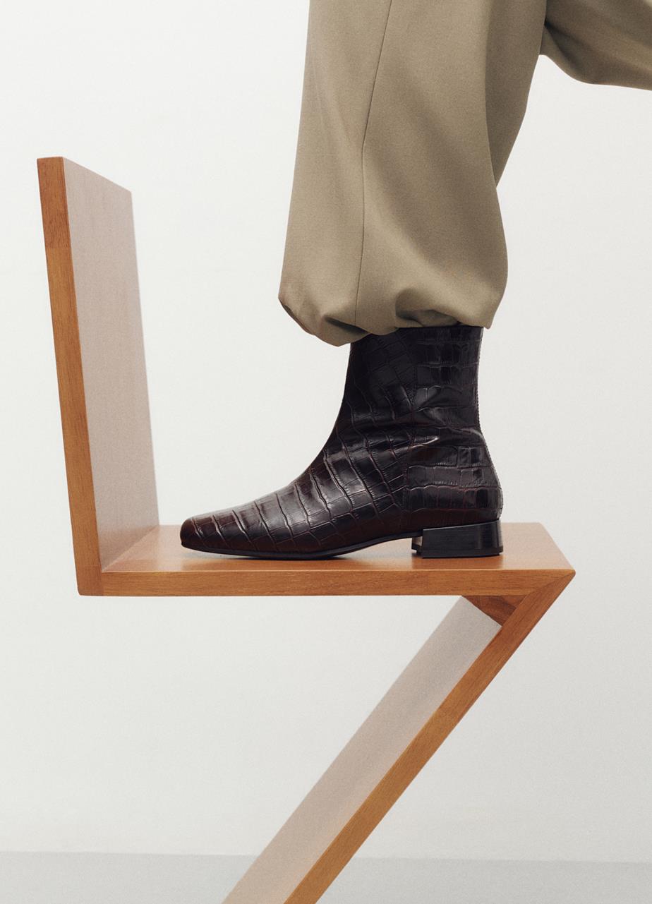 Mona ankle boots BROWN EMBOSSED LEATHER