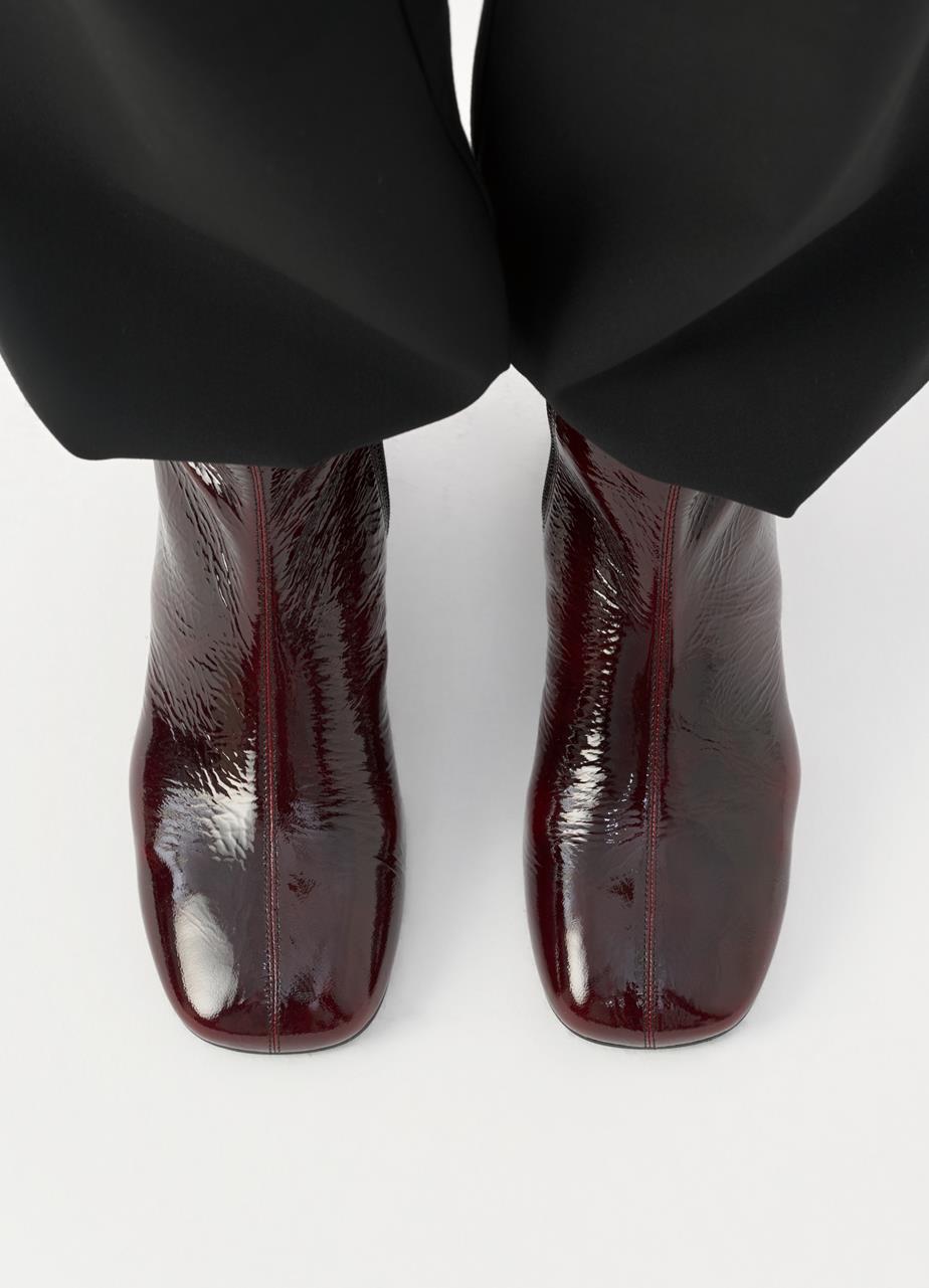 Livia botas Vermelho-Escuro couro envernizado