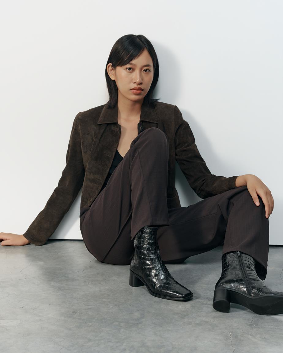 Fay botine Negru, Piele Embosata