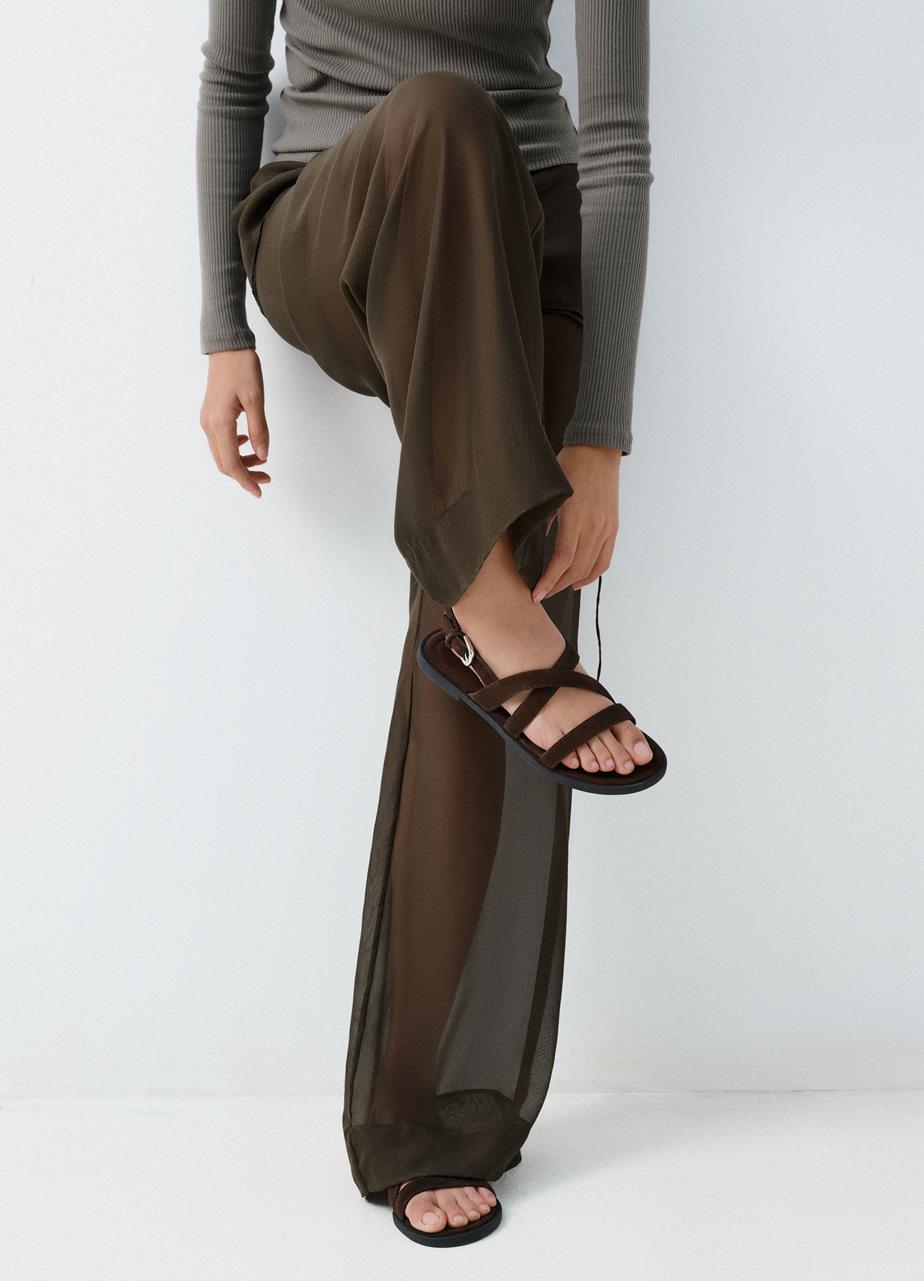 Zaida sandalen Dunkelbraun, Veloursleder