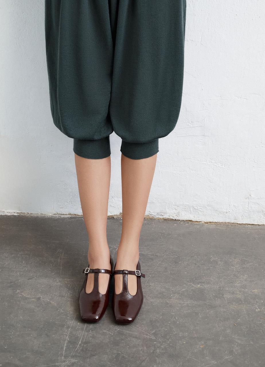 Debbi pumps Mørkebrun, Lakkskinn