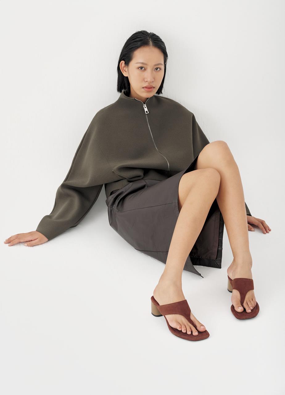 Evie sandaletter Mörkrött, Mocka