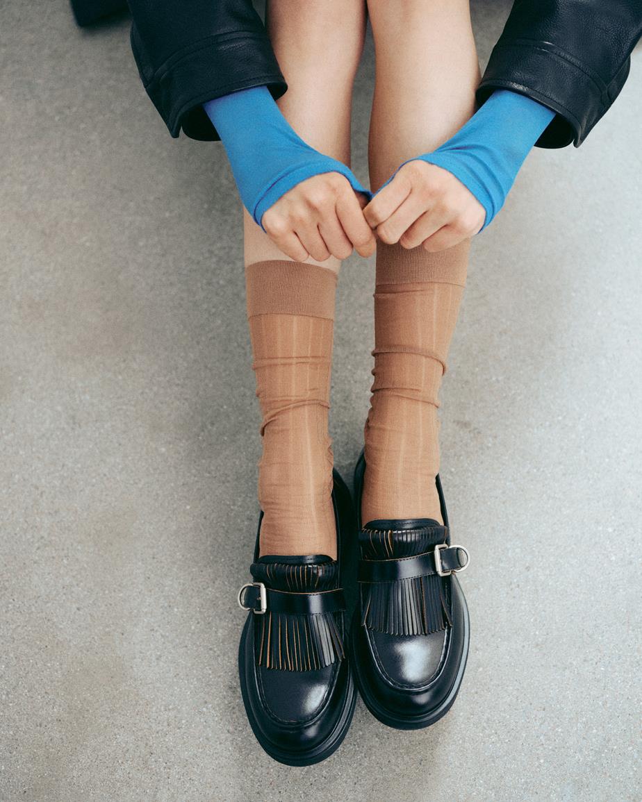 Freya loafers Black, Leather/Contrast Edges