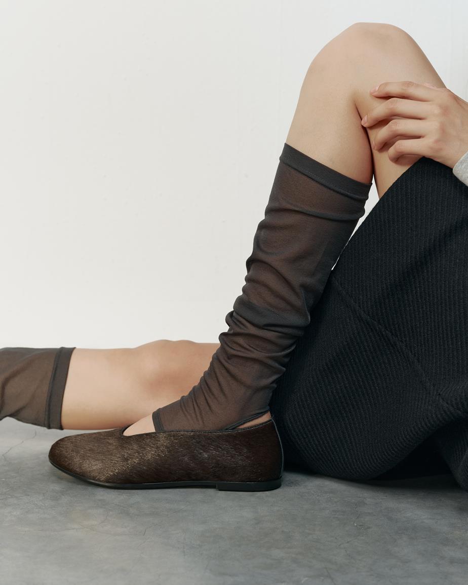 Aleya ballet flats Dark Brown, Hair-On-Leather