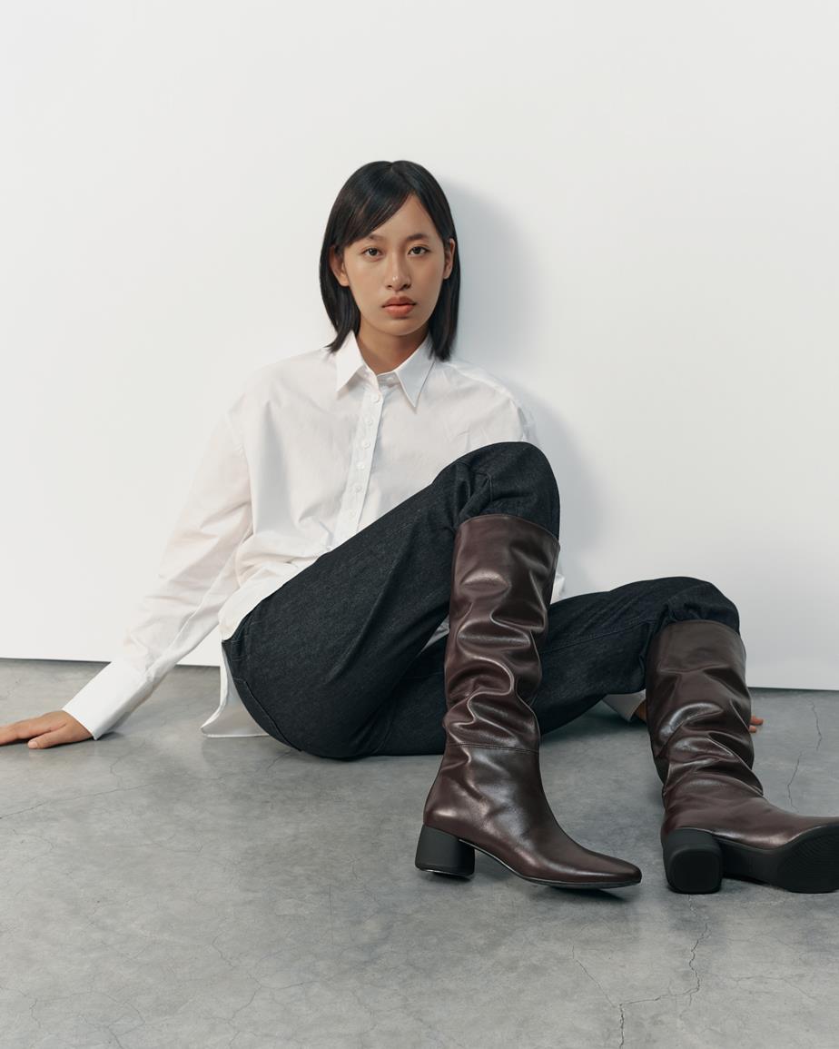 Livia bottes hautes Marron Foncé, Cuir