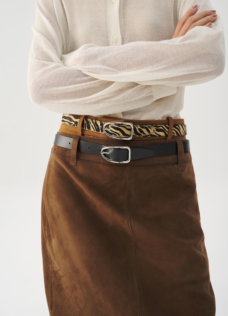 Everyday leather belt Beige  hair-on-leather