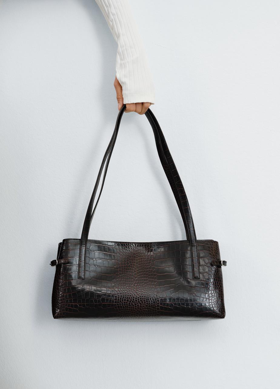 Cannes mini taske Brun, Præget Læder