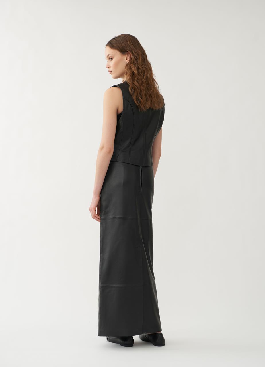 The maxi skirt BLACK LEATHER