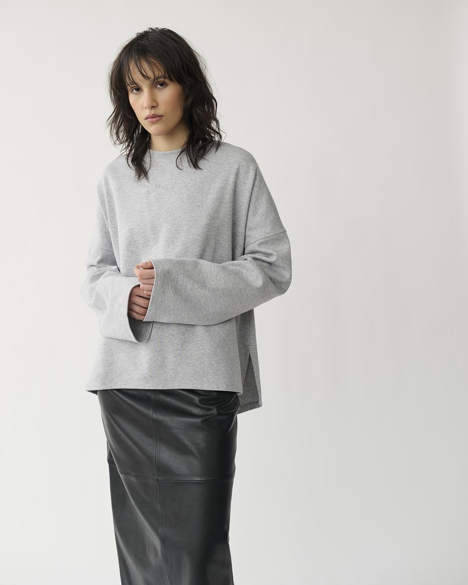 Boxy long sleeve t-shirt Grau textilie