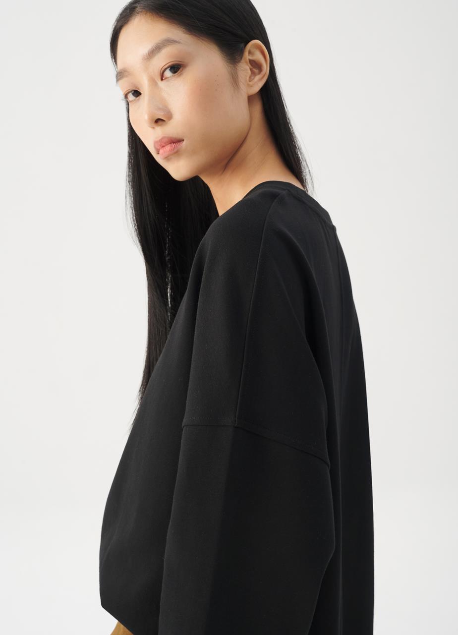 Boxy long sleeve t-shirt w Černá textil